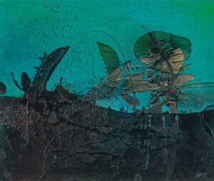 Gianni Dova. Vita nello stagno, 1955. Olio su tela, 50x60cm