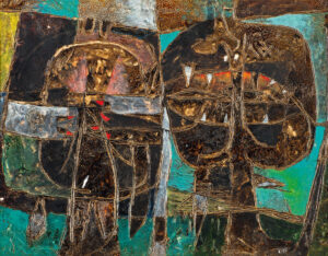 Gianni Dova. Lo specchio, 1955-1956. Olio su tela, 30x40cm
